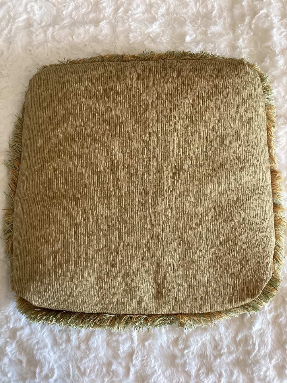 Vintage fringed pillows/cushions, set of two, gold-ish
